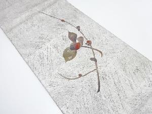 アンティーク　銀彩　枝花模様刺繍袋帯（材料）